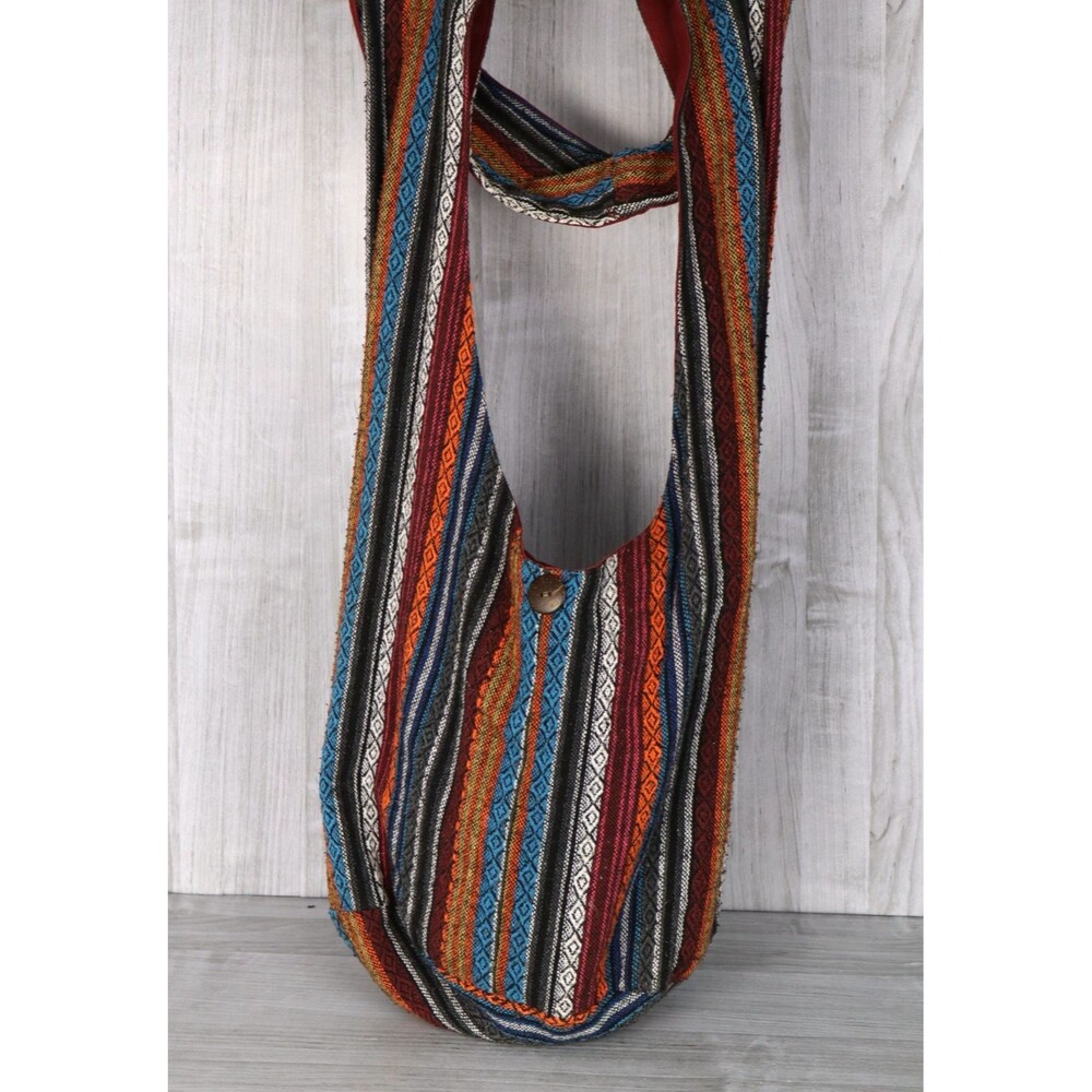 Vintage Style Tribalouer Bohemian Woven Sling Bag Stripe Festival Crossbody Tote